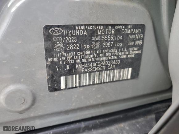 2023 Hyundai IONIQ 6 SEL with VIN KMHM34AC0PA023433, listed as a Copart auction lot 43727925 with 50,477 mi miles and Salvage Title. Bid and sale history available at carsss.com. Image 12.
