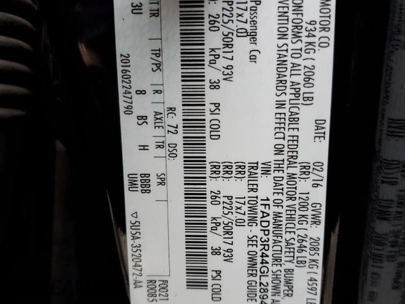 2016 Ford Focus Electric z VIN 1FADP3R44GL289497, wystawiony jako Copart lot #81639304 z przebiegiem 34 460 mil mil oraz Szkody całkowita. Historia ofert i sprzedaży dostępna na DreamBid. Obrazek 12.