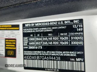 2016 Mercedes-Benz GLE 350 with VIN 4JGDA5JB7GA694438, listed as a Copart auction lot 61770865 with 67,797 mi miles and Clean title. Bid and sale history available at DreamBid. Image 13.