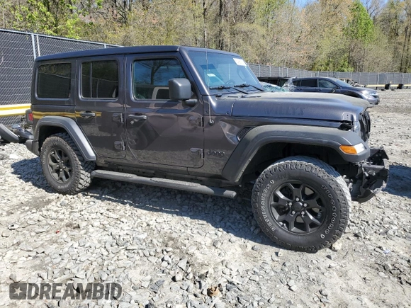 2021 Jeep Wrangler Unlimited 80th Anniversary with VIN 1C4HJXDN0MW792927, listed as a Copart auction lot 53498075 with 74,042 mi miles and Salvage title. Bid and sale history available at DreamBid. Image 4.