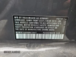 2019 Volkswagen Golf SEL Premium z VIN WVWPR7AU0KW913047, wystawiony jako Copart lot #57083805 z przebiegiem Nie podano mil oraz Szkoda całkowita • Salvage title. Historia ofert i sprzedaży dostępna na DreamBid. Obrazek 14.