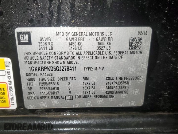 2016 GMC Acadia SLE with VIN 1GKKRPKD5GJ278411, listed as a Copart auction lot 43161935 with 186,017 mi miles and Clean Title. Bid and sale history available at carsss.com. Image 13.