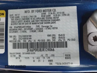 2018 Ford Fusion Titanium with VIN 3FA6P0RU8JR124066, listed as a IAAI auction lot 42106389 with Not Provided miles and . Bid and sale history available at DreamBid. Image 9.