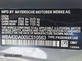 2025 BMW 4 Series 430i with VIN WBA43DA00SCS10563, listed as a IAAI auction lot 42510336 with 20,810 mi miles and . Bid and sale history available at DreamBid. Image 9.