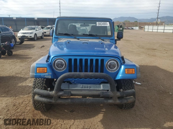 2003 Jeep Wrangler Sport with VIN 1J4FA49S53P350281, listed as a Copart auction lot 56634005 with 158,974 mi miles and Salvage title. Bid and sale history available at DreamBid. Image 5.