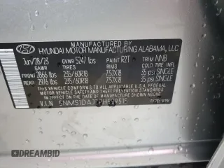 2023 Hyundai Santa Fe SE with VIN 5NMS1DAJ2PH599515, listed as a Copart auction lot 88449505 with 17,781 mi miles and Salvage Title. Bid and sale history available at carsss.com. Image 14.