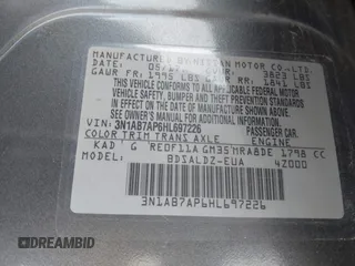 2017 Nissan Sentra SR with VIN 3N1AB7AP6HL697226, listed as a IAAI auction lot 41761234 with 137,162 mi miles and . Bid and sale history available at DreamBid. Image 9.