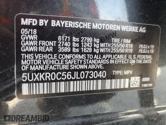 2018 BMW X5 xDrive35i with VIN 5UXKR0C56JL073040, listed as a Copart auction lot 51483765 with 77,189 mi miles and Clean Title. Bid and sale history available at carsss.com. Image 13.