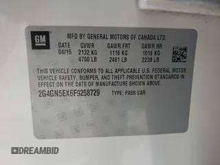 2015 Buick Regal Premium I with VIN 2G4GN5EX6F9258729, listed as a IAAI auction lot 41835545 with 120,751 mi miles and . Bid and sale history available at DreamBid. Image 9.