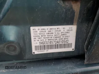 2002 Honda Accord EX z VIN 1HGCG16572A010542, wystawiony jako Copart lot #54746985 z przebiegiem Nie podano mil oraz Szkoda całkowita • Salvage title. Historia ofert i sprzedaży dostępna na DreamBid. Obrazek 12.