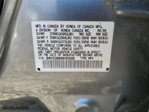 2008 Acura MDX Tech/Pwr Tail Gate with VIN 2HNYD28608H553129, listed as a Copart auction lot 75964554 with 203,178 mi miles and Clean Title. Bid and sale history available at carsss.com. Image 13.
