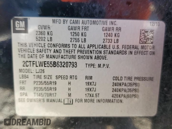 2011 GMC Terrain SLT-2 z VIN 2CTFLWE55B6320793, wystawiony jako Copart lot #72862074 z przebiegiem 216 695 mil mil oraz Szkoda całkowita • Salvage title. Historia ofert i sprzedaży dostępna na DreamBid. Obrazek 14.