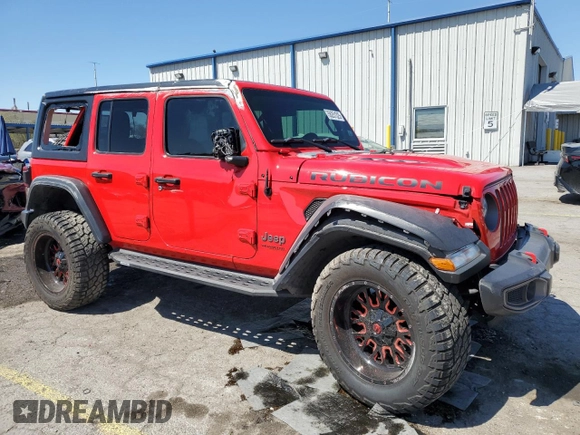 2019 Jeep Wrangler Unlimited Rubicon with VIN 1C4HJXFN7KW519171, listed as a Copart auction lot 56251325 with 69,094 mi miles and Salvage title. Bid and sale history available at DreamBid. Image 4.