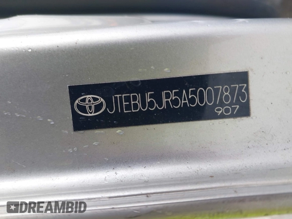 2010 Toyota 4Runner Trail with VIN JTEBU5JR5A5007873, listed as a IAAI auction lot 40946541 with 342,373 mi miles and . Bid and sale history available at DreamBid. Image 9.
