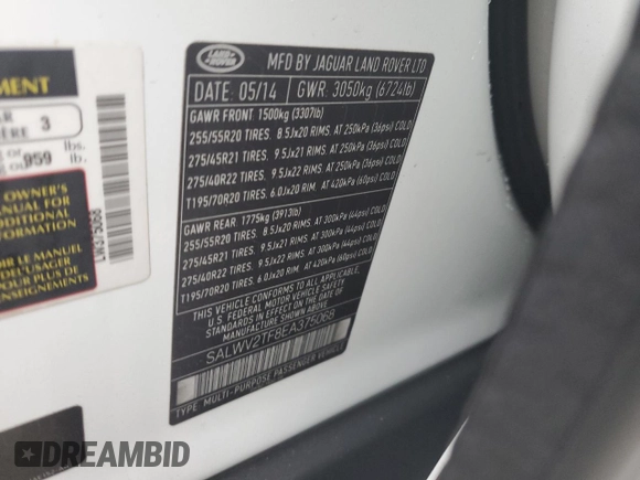 2014 Land Rover Range Rover Sport Autobiography with VIN SALWV2TF8EA375068, listed as a Copart auction lot 84506484 with 112,731 mi miles and Clean Title. Bid and sale history available at carsss.com. Image 13.