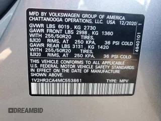 2021 Volkswagen Atlas SE z VIN 1V2HR2CA4MC553861, wystawiony jako Copart lot #54201785 z przebiegiem 65 137 mil mil oraz Szkoda całkowita • Salvage title. Historia ofert i sprzedaży dostępna na DreamBid. Obrazek 13.