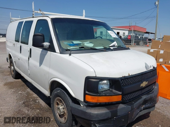 2012 Chevrolet Express Cargo Van with VIN 1GCWGFCA6C1147841, listed as a IAAI auction lot 42042056 with 248,374 mi miles. Bid and sale history available at carsss.com. Image 1.