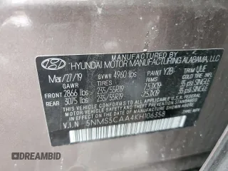 2019 Hyundai Santa Fe Limited z VIN 5NMS5CAA4KH106358, wystawiony jako Copart lot #88257465 z przebiegiem 141 658 mil mil oraz Szkoda całkowita • Salvage title. Historia ofert i sprzedaży dostępna na DreamBid. Obrazek 13.