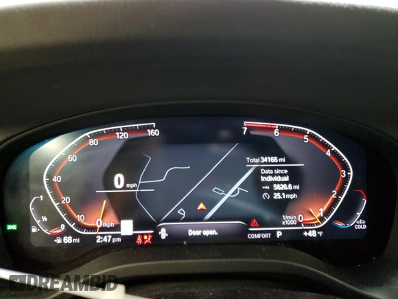 2021 BMW X3 xDrive30i with VIN 5UXTY5C06M9E17026, listed as a Copart auction lot 46470565 with 34,166 mi miles and Salvage Title. Bid and sale history available at DreamBid. Image 9.