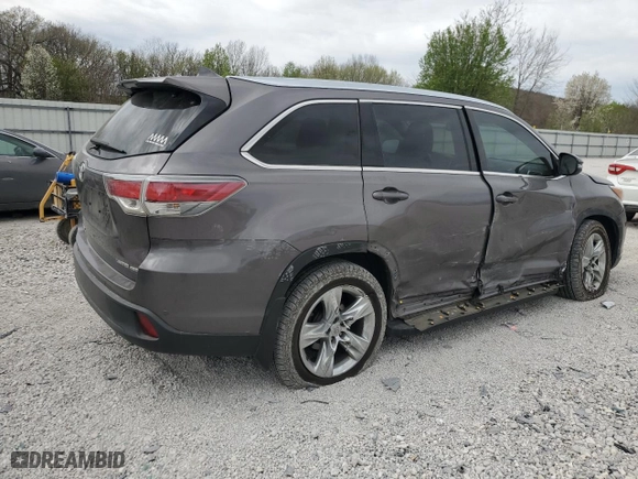 2015 Toyota Highlander Limited with VIN 5TDDKRFH9FS184714, listed as a Copart auction lot 50317275 with 160,481 mi miles and Salvage Title. Bid and sale history available at carsss.com. Image 3.