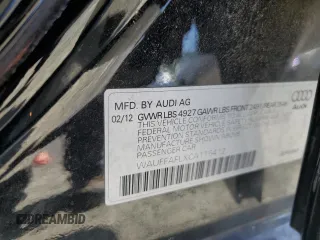 2012 Audi A4 2.0T Premium Plus with VIN WAUFFAFLXCA115412, listed as a Copart auction lot 54604175 with 69,490 mi miles and Salvage Title. Bid and sale history available at carsss.com. Image 12.