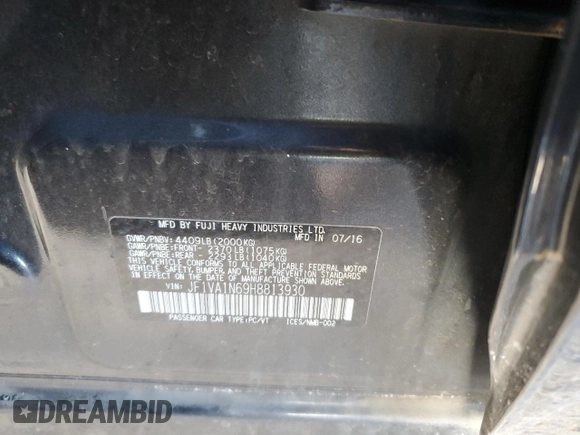 2017 Subaru WRX Limited with VIN JF1VA1N69H8813930, listed as a Copart auction lot 46417605 with 0 mi miles and Salvage Title. Bid and sale history available at carsss.com. Image 12.
