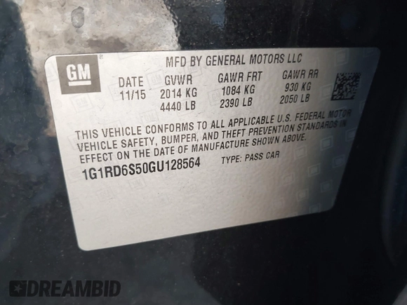2016 Chevrolet Volt Premier with VIN 1G1RD6S50GU128564, listed as a IAAI auction lot 41656358 with 83,046 mi miles. Bid and sale history available at carsss.com. Image 9.
