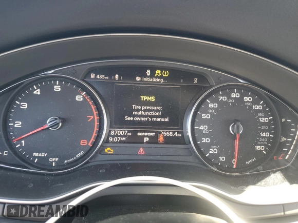 2019 Audi A4 Premium with VIN WAUGMAF44KN005370, listed as a Copart auction lot 56368725 with 87,007 mi miles and Salvage title. Bid and sale history available at DreamBid. Image 9.
