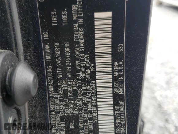 2017 Toyota Highlander LE z VIN 5TDBZRFH4HS436049, wystawiony jako Copart lot #51210145 z przebiegiem 109 492 mil mil oraz Szkoda całkowita • Salvage title. Historia ofert i sprzedaży dostępna na DreamBid. Obrazek 15.