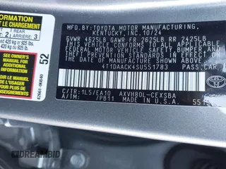 2025 Toyota Camry LE with VIN 4T1DAACK4SU551783, listed as a IAAI auction lot 41527698 with Not Provided miles and . Bid and sale history available at DreamBid. Image 9.