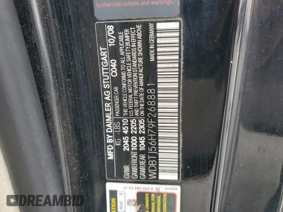 2009 Mercedes-Benz CLK 350 with VIN WDBTJ56H79F268881, listed as a Copart auction lot 79598644 with 147,088 mi miles and Salvage Title. Bid and sale history available at DreamBid. Image 12.