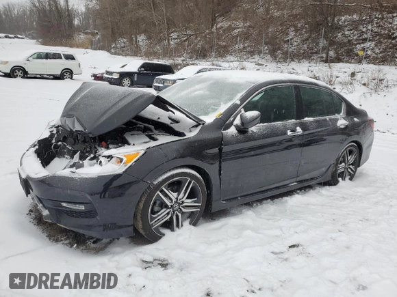 2017 Honda Accord Sedan Sport with VIN 1HGCR2F57HA186841, listed as a Copart auction lot 43878395 with 94,580 mi miles and Non Repairable. Bid and sale history available at carsss.com. Image 1.