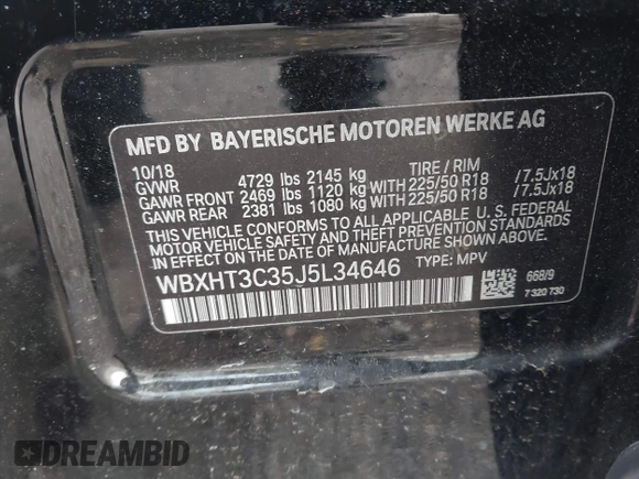 2018 BMW X1 xDrive28i z VIN WBXHT3C35J5L34646, wystawiony jako IAAI lot #41725131 z przebiegiem 81 983 mil mil oraz . Historia ofert i sprzedaży dostępna na DreamBid. Obrazek 9.