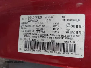 2007 Dodge 1500 SLT with VIN 1D7HU18217S189166, listed as a IAAI auction lot 42168002 with 264,304 mi miles. Bid and sale history available at carsss.com. Image 9.