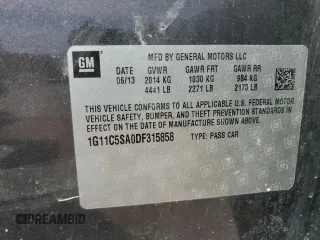 2013 Chevrolet Malibu LT with VIN 1G11C5SA0DF315858, listed as a Copart auction lot 50637575 with 127,056 mi miles and Salvage Title. Bid and sale history available at DreamBid. Image 15.