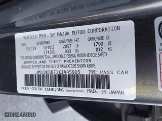 2019 Mazda CX-3 Grand Touring with VIN JM1DKDD71K1445905, listed as a IAAI auction lot 41674243 with 64,949 mi miles. Bid and sale history available at carsss.com. Image 9.