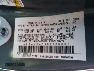 2006 Mitsubishi Eclipse GS z VIN 4A3AK24F46E026361, wystawiony jako Copart lot #47308475 z przebiegiem 168 671 mil mil oraz Szkoda całkowita • Salvage title. Historia ofert i sprzedaży dostępna na DreamBid. Obrazek 12.