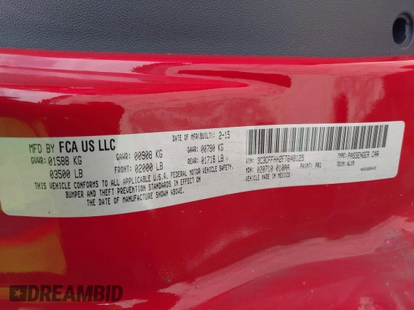 2015 FIAT 500 Turbo with VIN 3C3CFFHH2FT648125, listed as a IAAI auction lot 41835574 with 111,197 mi miles. Bid and sale history available at carsss.com. Image 9.