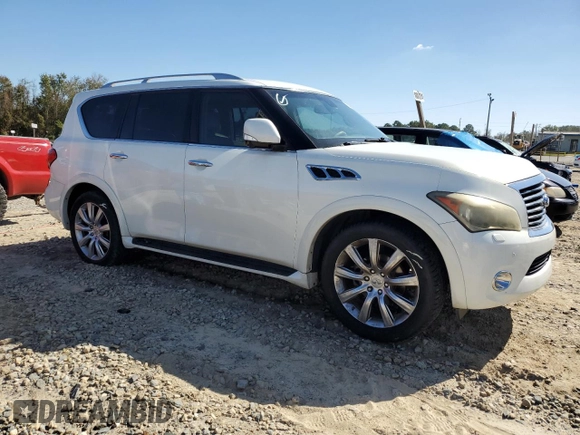 2012 Infiniti QX56 7-passenger with VIN JN8AZ2NF8C9517540, listed as a Copart auction lot 75046604 with 213,468 mi miles and Salvage Title. Bid and sale history available at carsss.com. Image 4.