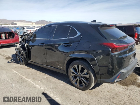 2022 Lexus UX 250h F Sport with VIN JTHE9JBH8N2055567, listed as a Copart auction lot 80708554 with 34,161 mi miles and Salvage Title. Bid and sale history available at DreamBid. Image 2.