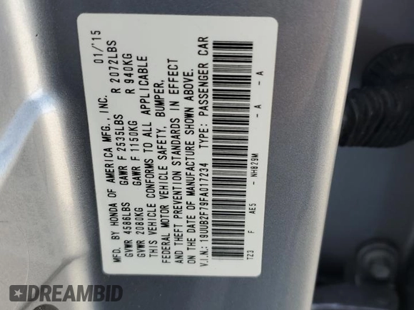 2015 Acura TLX V6 Advance with VIN 19UUB2F79FA017234, listed as a Copart auction lot 42400895 with 104,591 mi miles and Salvage Title. Bid and sale history available at carsss.com. Image 12.
