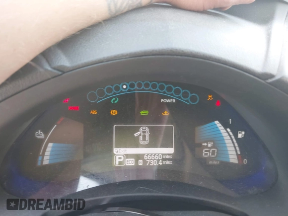 2014 Nissan LEAF SL with VIN 1N4AZ0CP8EC331536, listed as a IAAI auction lot 41909356 with 66,660 mi miles. Bid and sale history available at carsss.com. Image 7.