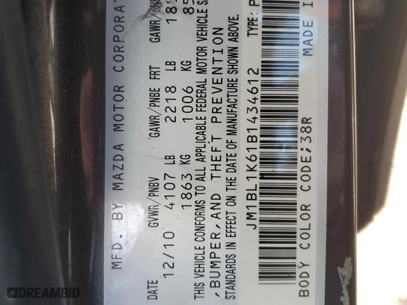 2011 Mazda Mazda3 s Sport with VIN JM1BL1K61B1434612, listed as a Copart auction lot 44027675 with 123,091 mi miles and Salvage Title. Bid and sale history available at carsss.com. Image 14.