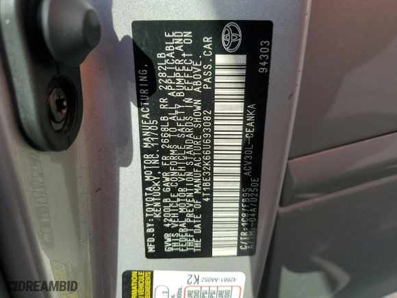2006 Toyota Camry STD with VIN 4T1BE32K66U693082, listed as a Copart auction lot 51345235 with 150,550 mi miles and Salvage Title. Bid and sale history available at carsss.com. Image 14.