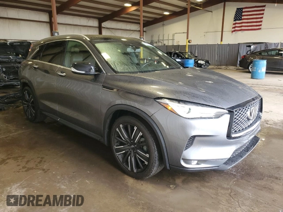 2021 Infiniti QX50 Luxe with VIN 3PCAJ5BBXMF104676, listed as a Copart auction lot 55590605 with 37,896 mi miles and Salvage title. Bid and sale history available at DreamBid. Image 4.
