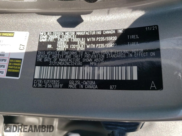 2022 Lexus RX with VIN 2T2YZMDA2NC324580, listed as a Copart auction lot 48771275 with 0 mi miles and Salvage Title. Bid and sale history available at carsss.com. Image 13.