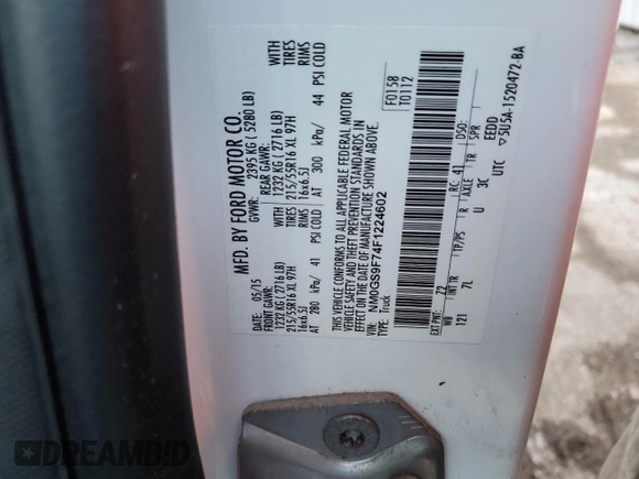 2015 Ford Transit Connect XLT with VIN NM0GS9F74F1224602, listed as a Copart auction lot 42692325 with 107,408 mi miles and Salvage title. Bid and sale history available at DreamBid. Image 13.