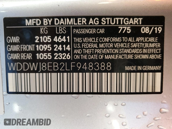 2020 Mercedes-Benz C 300 z VIN WDDWJ8EB2LF948388, wystawiony jako Copart lot #85160934 z przebiegiem 33 200 mil mil oraz Szkoda całkowita • Salvage title. Historia ofert i sprzedaży dostępna na DreamBid. Obrazek 12.