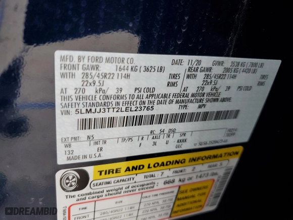 2020 Lincoln Navigator L Black Label with VIN 5LMJJ3TT2LEL23765, listed as a Copart auction lot 79443264 with 59,429 mi miles and Salvage Title. Bid and sale history available at carsss.com. Image 13.