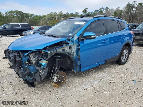 2017 Toyota RAV4 Hybrid XLE with VIN JTMRJREV8HD113986, listed as a Copart auction lot 46292565 with 48,872 mi miles and Salvage Title. Bid and sale history available at carsss.com. Image 1.